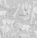 108567 Jungle Animals Grey wallpaper
