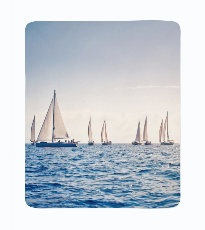 Fleece Blanket Sea and Sailboats