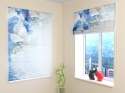 Roman Blind Blue Irises 2